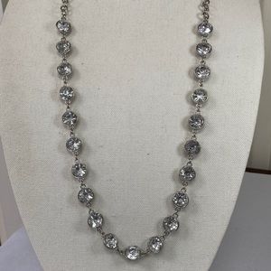 Long sparkly silvertone and crystal bead necklace